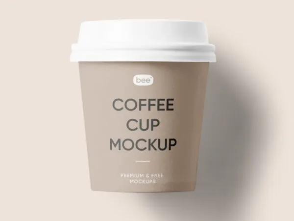 Front View of Small Paper Coffee Cup Mockup 1