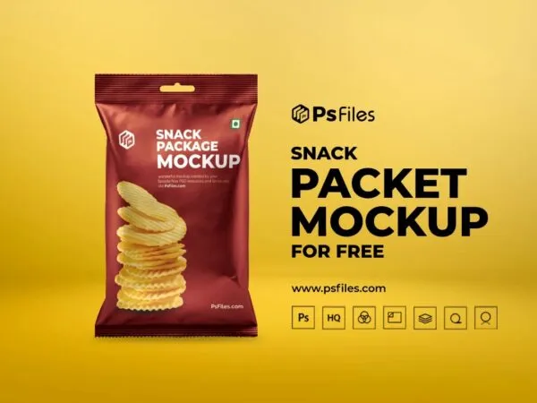 Front View of Snack Chips Packaging Mockup 1