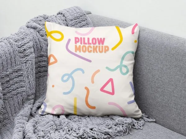 Front View of Sofa Cushion Mockup on the Corner of Sofa 1