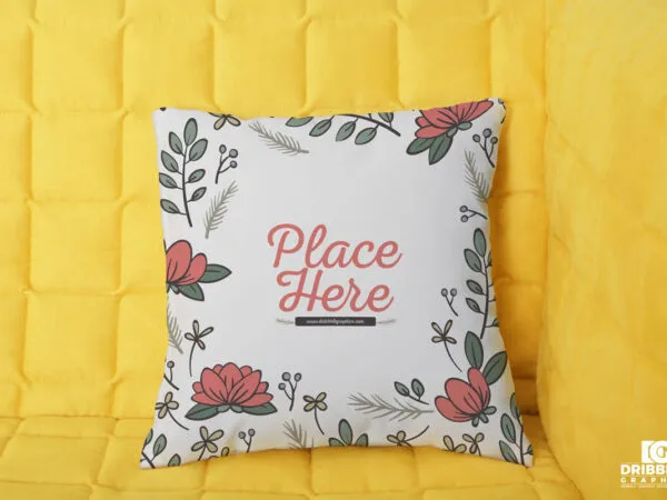 Front View of Square Pillow Mockup 1