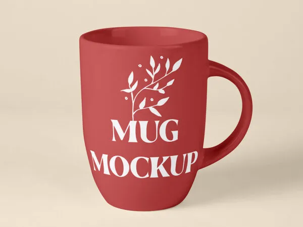 Front View of Standing Ceramic Mug Mockup 1