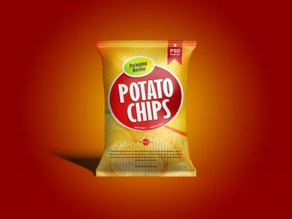 Front View of Standing Chips Packaging Mockup 1
