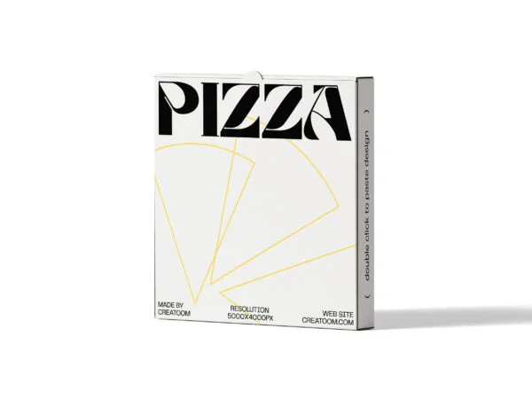 Front View of Standing Pizza Box Mockup 1