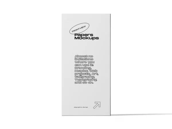 Front View of Standing Vertical Paper Mockup 1