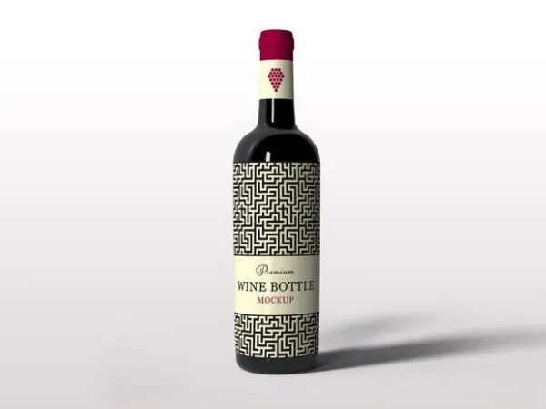 Front View of Standing Wine Bottle Mockup 1