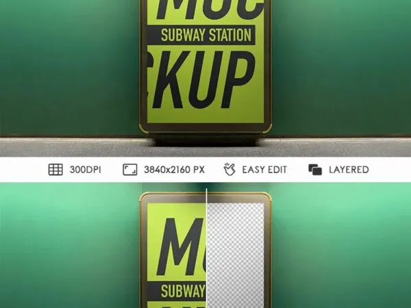 Front View of Subway Station Signage Mockup 1