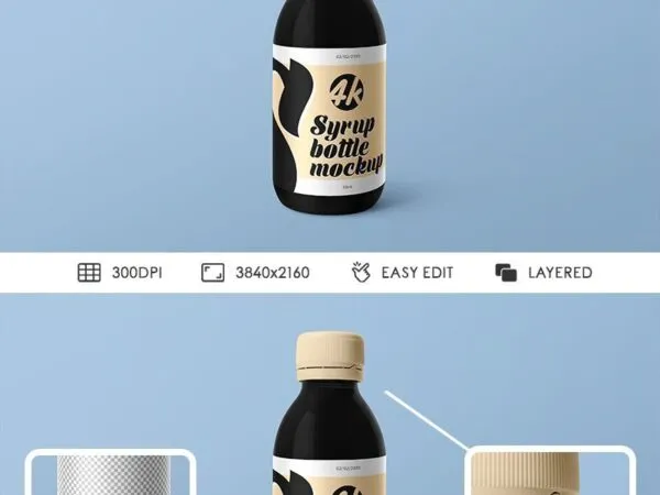 Front View of Syrup Medical Bottle Mockup 1