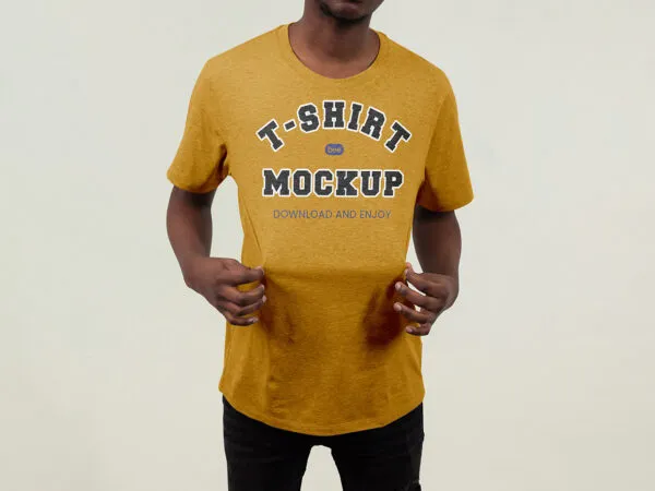 Front View of T Shirt Mockup with Men 1