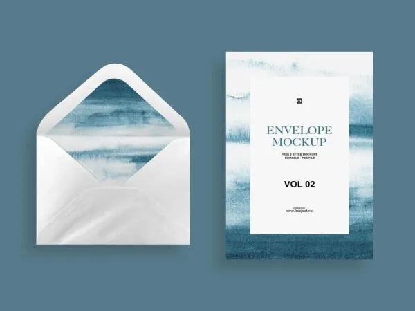 Front View of Three Envelope and a Letterhead Mockups 1