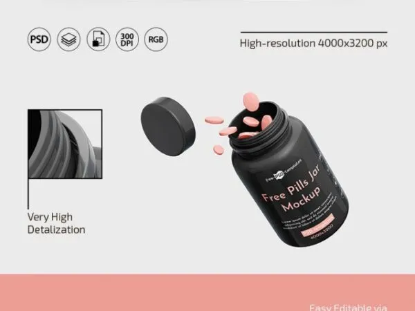 Front View of Three Pills Jar Mockups 1