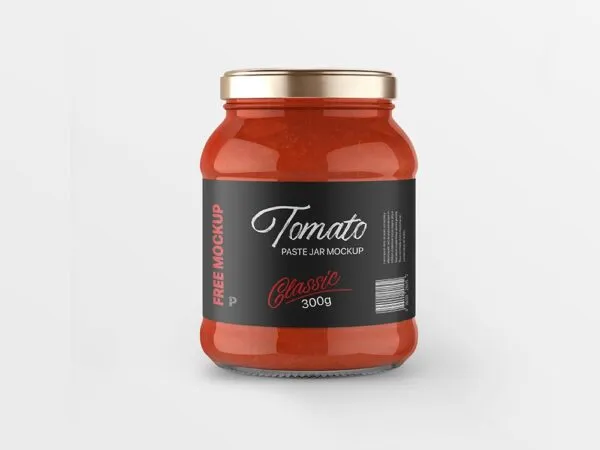 Front View of Tomato Paste Jar Mockup 1