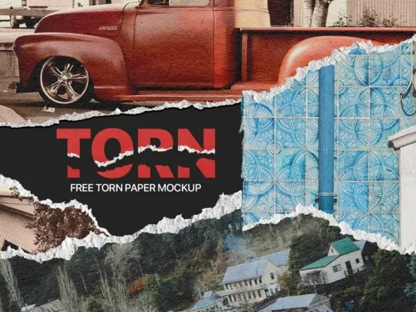 Front View of Torn Papers Mockup 1