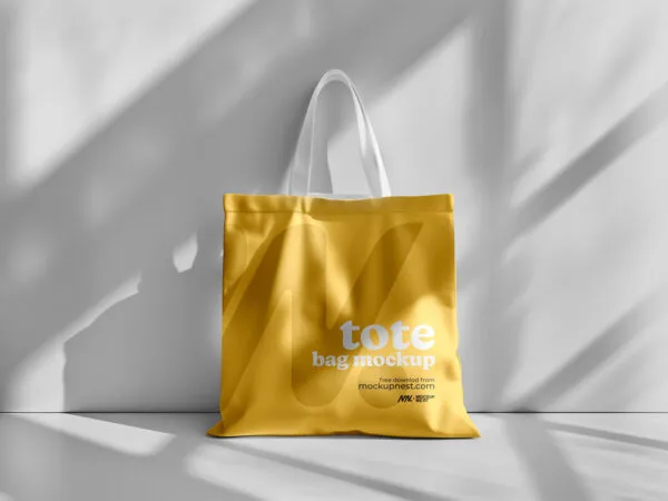 Front View of Tote Bag Mockup with Shadows 1