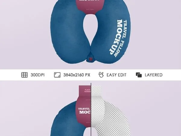 Front View of Travel Pillow Mockup 1