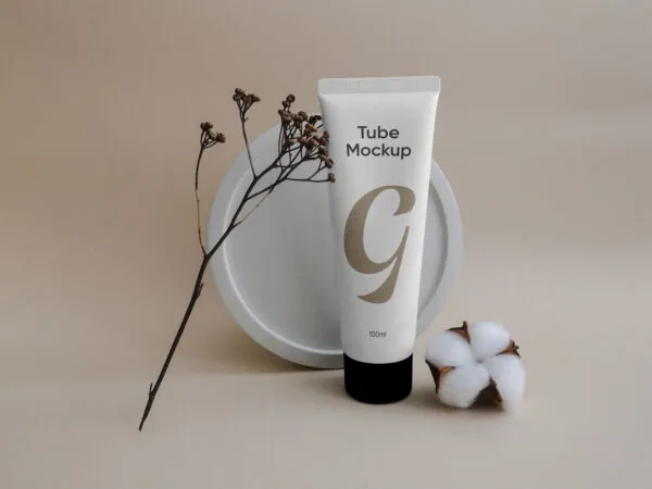 Front View of Trendy Cosmetic Plastic Tube Mockup 1