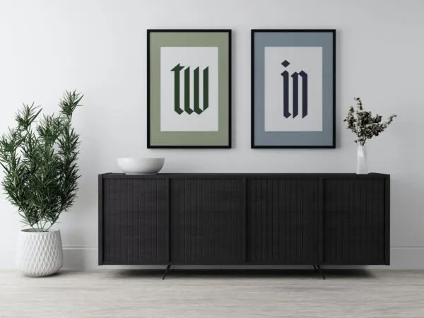 Front View of Twin Framed Posters Mockup 1