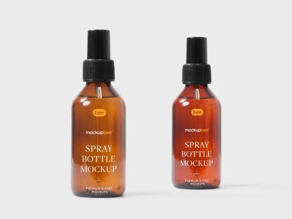 Front View of Two Cosmetic Spray Bottles Mockup 1