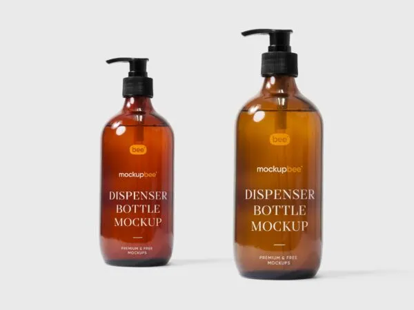 Front View of Two Dispenser Bottles Mockup 1