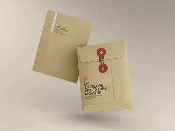 Front View of Two Envelopes With String Mockup 1