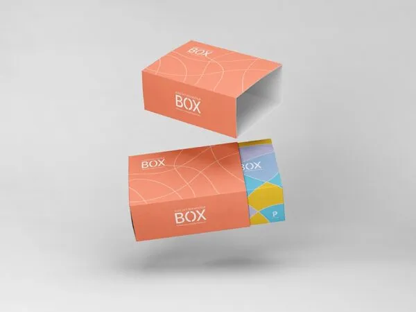 Front View of Two Floating Slide Gift Boxes Mockup 1