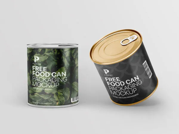Front View of Two Food Cans Mockup 1