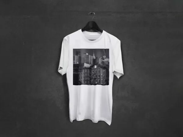 Front View of Two Hanging T Shirt Mockup 1