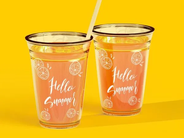 Front View of Two Juice Glasses Mockup 1