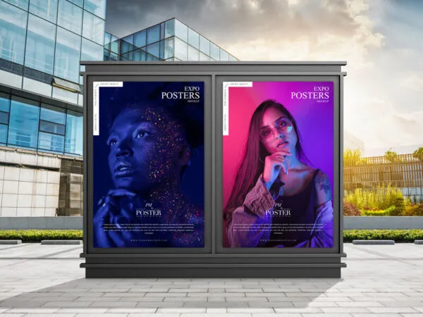Front View of Two Modern Street Posters Mockup 1