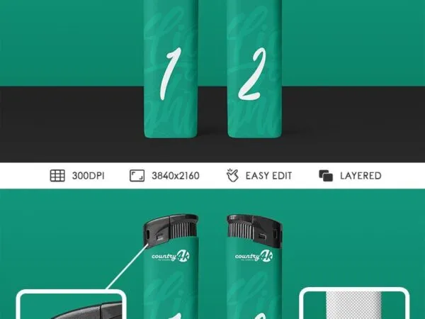 Front View of Two Simple Lighters Mockup 1