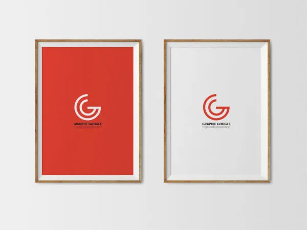 Front View of Two Simple Poster Frames Mockup 1