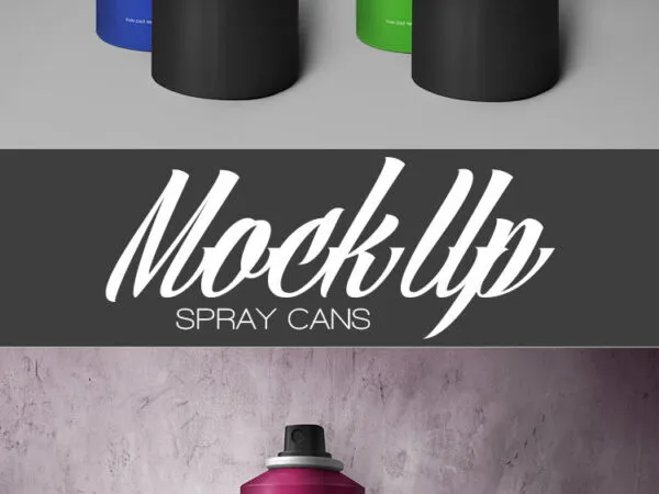 Front View of Two Spray Cans Mockup 1