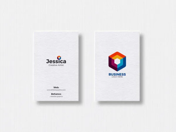 Front View of Two Vertical Business Cards Mockup 1