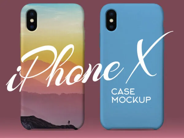 Front View of Two iPhone X Silicon Case Cover Mockup 1