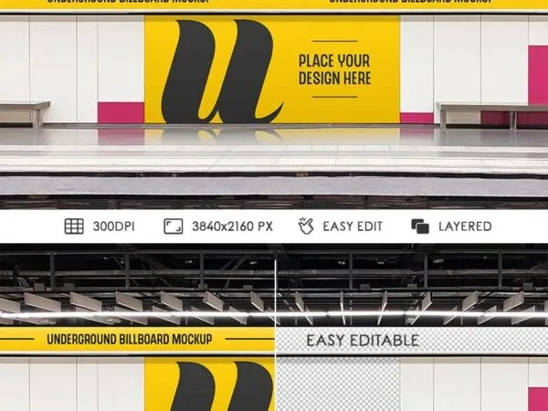 Front View of Underground Billboard Mockup 1