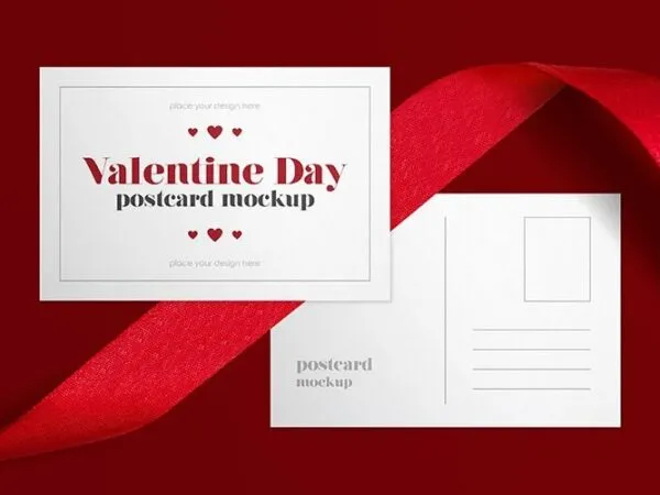Front View of Valentines Day Postcard Mockup 1