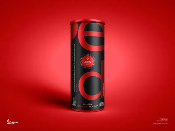 Front View of Vertical Modern Drink Can Mockup 1