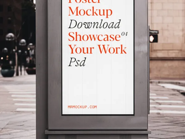 Front View of Vertical Outdoor Poster Mockup 1