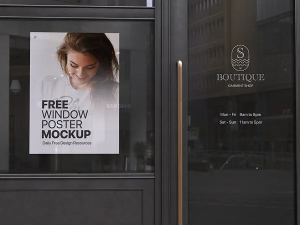 Front View of Vertical Window Poster Mockup 1