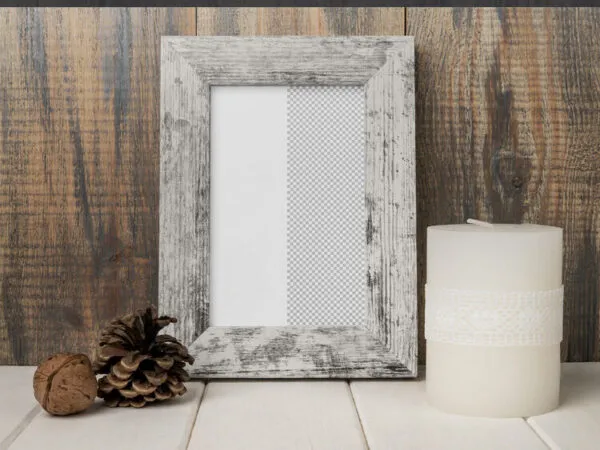 Front View of Vintage Wooden Photo Frame Mockup 1