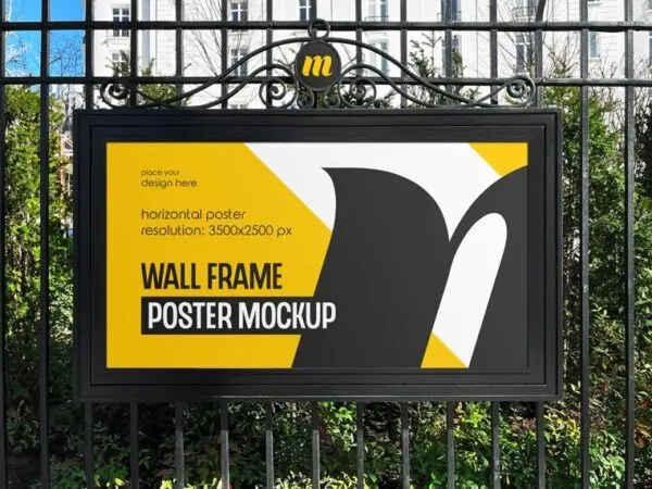 Front View of Wall Frame Poster Mockup 1