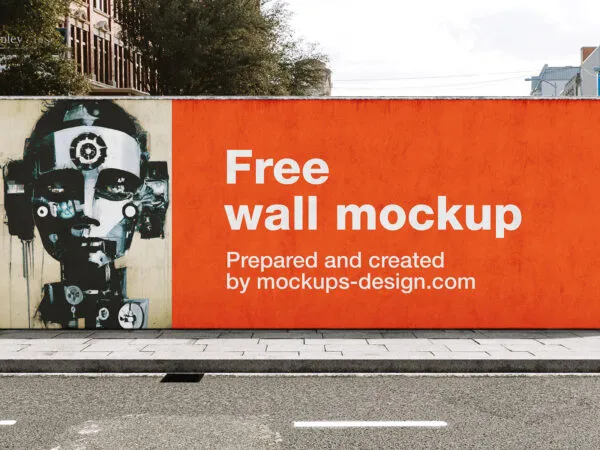 Front View of Wide Street Wall Mockup 1