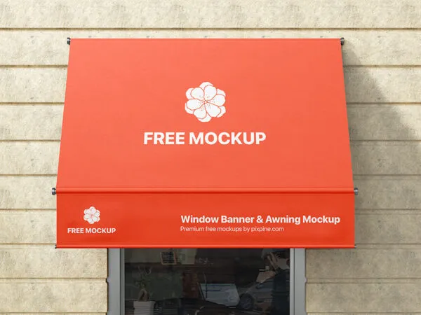 Front View of Window Banner And Awning Mockup 1