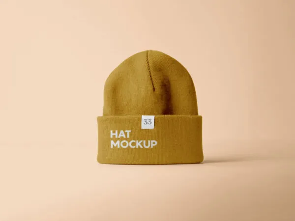 Front View of Winter Hat Mockup 1