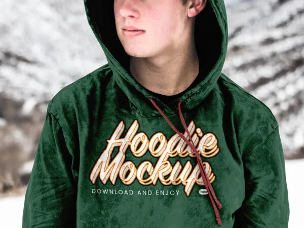 Front View of Woman Hoodie Mockup in Winter 1