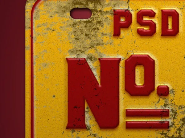Front View of Worn out Vintage Number Plate Mockup Text Effect 1