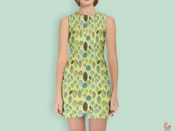 Front View of a Beautiful Girl Wearing a Dress Mockup 1