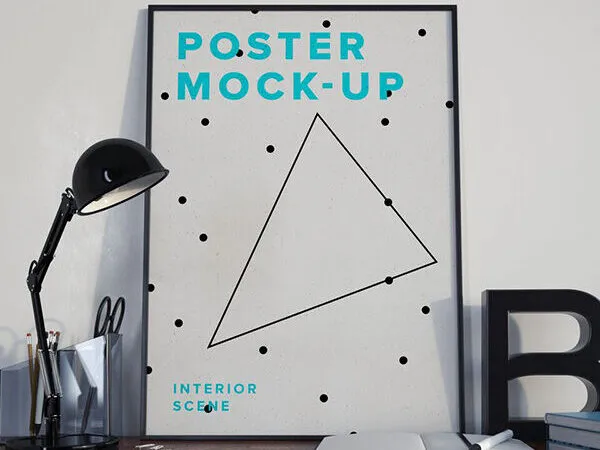 Front View of a Black Framed Poster Mockup 1