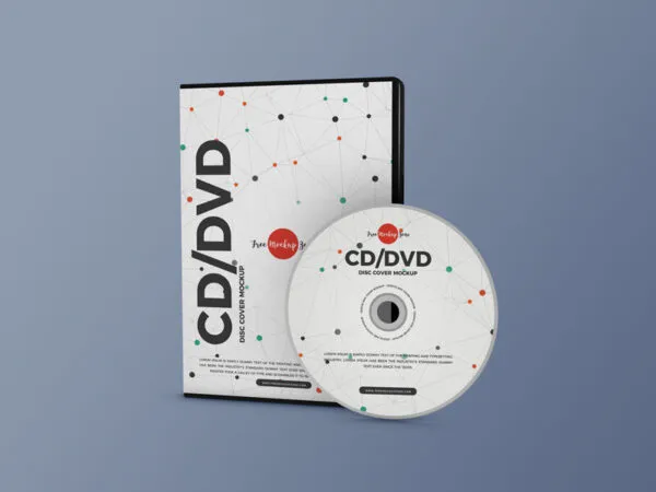 Front View of a CDDVD Disc and Case Cover Mockup 1