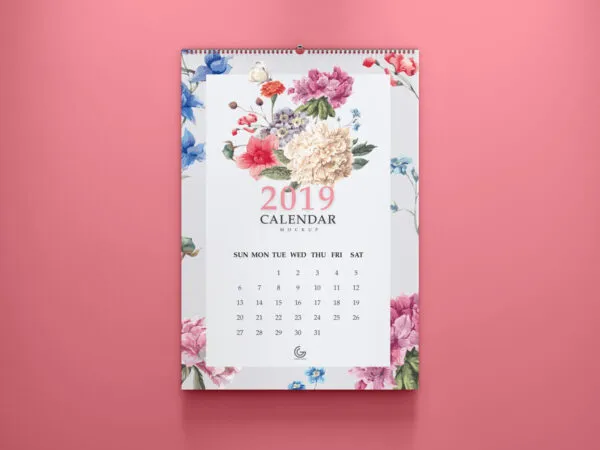 Front View of a Calendar Hanged on the Wall Mockup 1