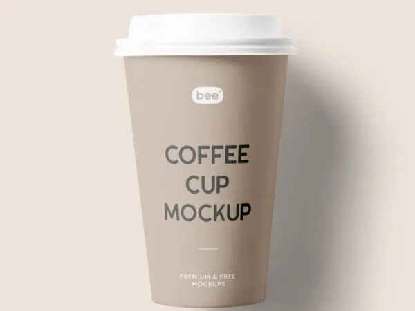 Front View of a Capped Paper Coffee Cup Mockup 1